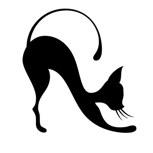 Tatouage Chat Noir Elégant Minimaliste qui s'Etire la Queue en l'Air