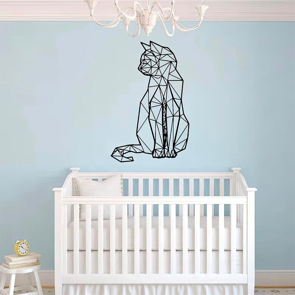 Autocollant Mural Vinyl Chaton Mignon Noir Origami