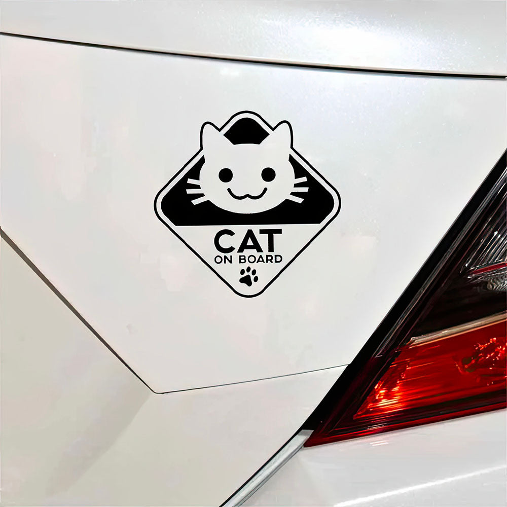 Chaton Mignon Sourire Chat à Bord Blanc sur une Voiture Autocollant