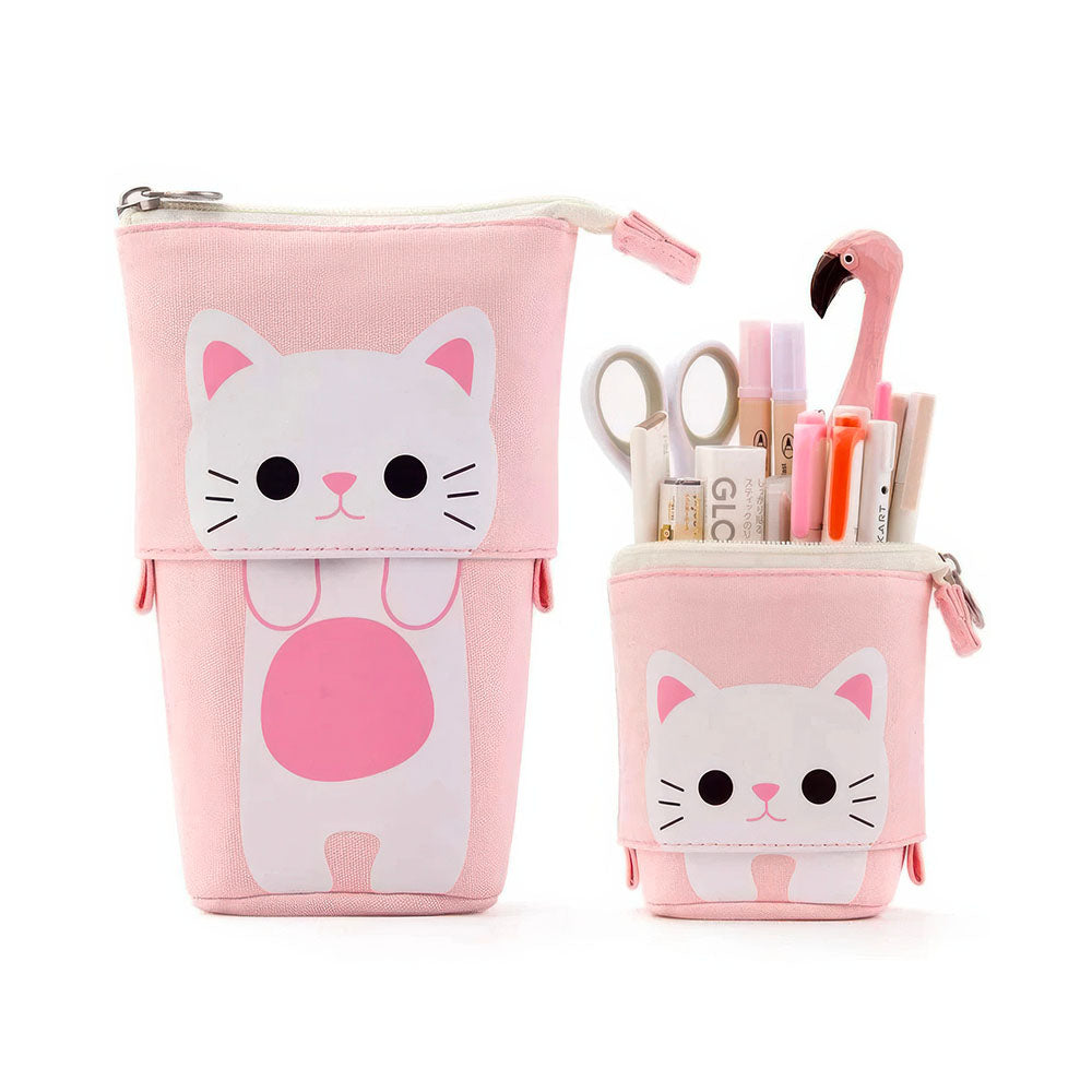 Trousse  Chat Kawaii Télescopique Pour Enfant en Tissu Rose
