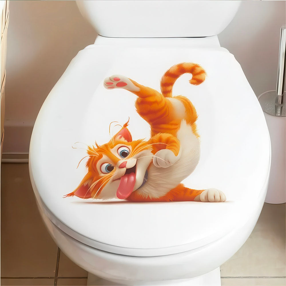 Chat Acrobat sur Cuvette WC Sticker