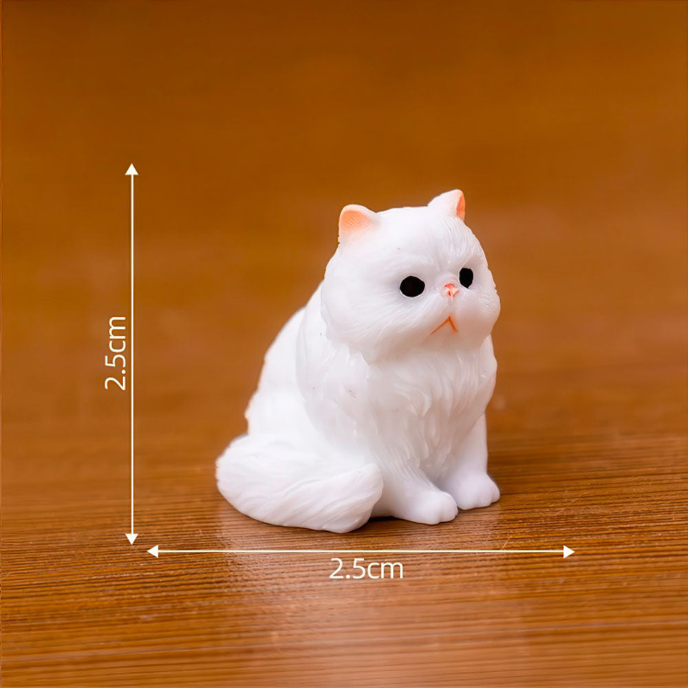 Chaton Blanc Réaliste en Résine Figurine