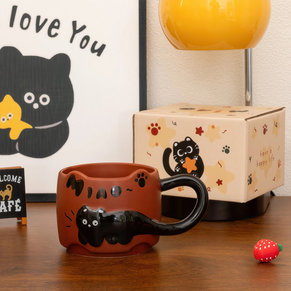 Mug Bébé Chat Noir Mignon Petite Patte de Chat en Céramique