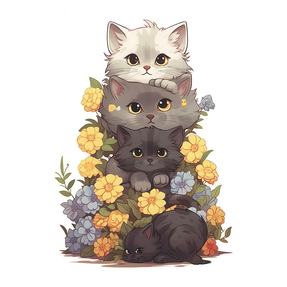 Adorables Chatons Muraux Empilés pour Enfants Stickers