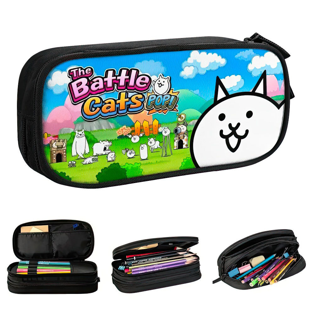 Trousse Scolaire Chats Kawaii Double Compartiment et Poches