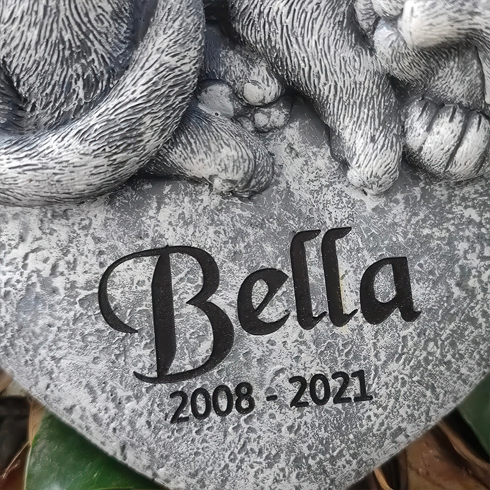 Statue Commémorative pour Chat Personnalisable Forme Chaton sur Coeur