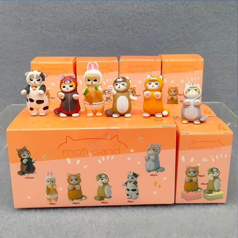Mofusans, Lot de 5 Mini Figurines Chat Adorables en Résine