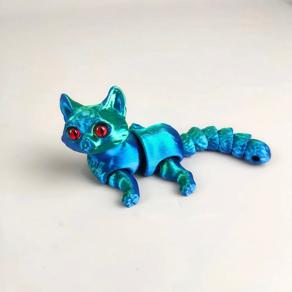 Adorables Figurines Kawaii Chaton Bleue Yeux Rouges Articulée en Plastique