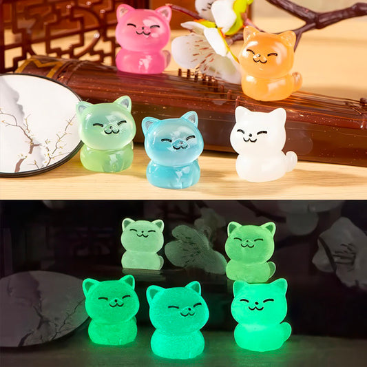 Lot de 5 Mini Figurines Chatons Lumineuses en Résine