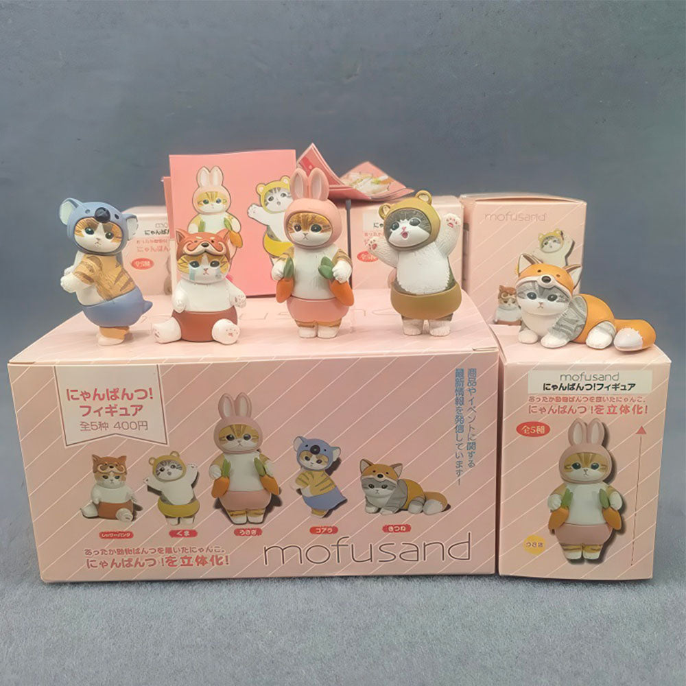 Lot de Petites Figurines Chat Mofusand Déguisés en Résine