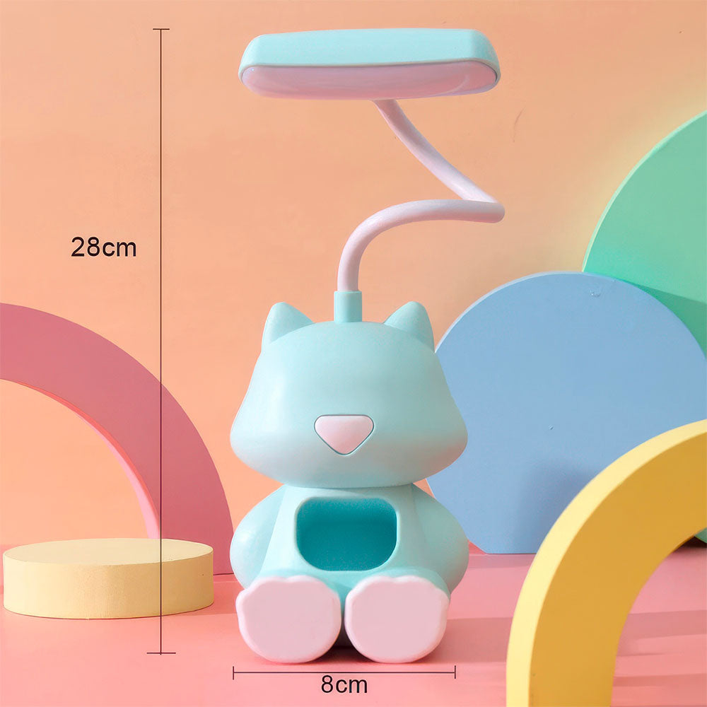 Lampe Led Chat pour Bureau Flexible Verte avec Support Smartphone