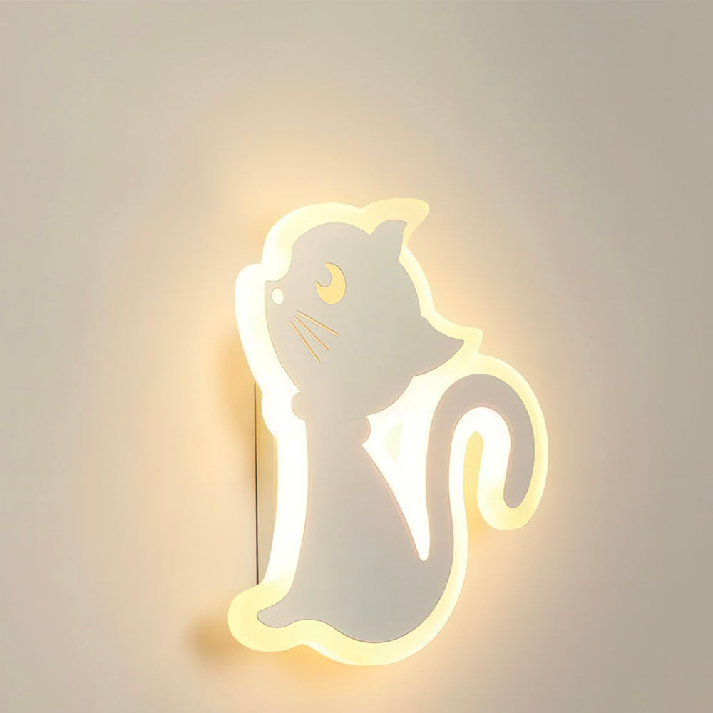 Lampe en Acrylique en Forme de Chaton Mignon Blanc Regard en l'Air