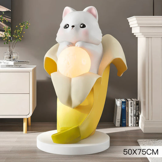 Grande Lampe Chat Mignon en Forme de Banane Jaune