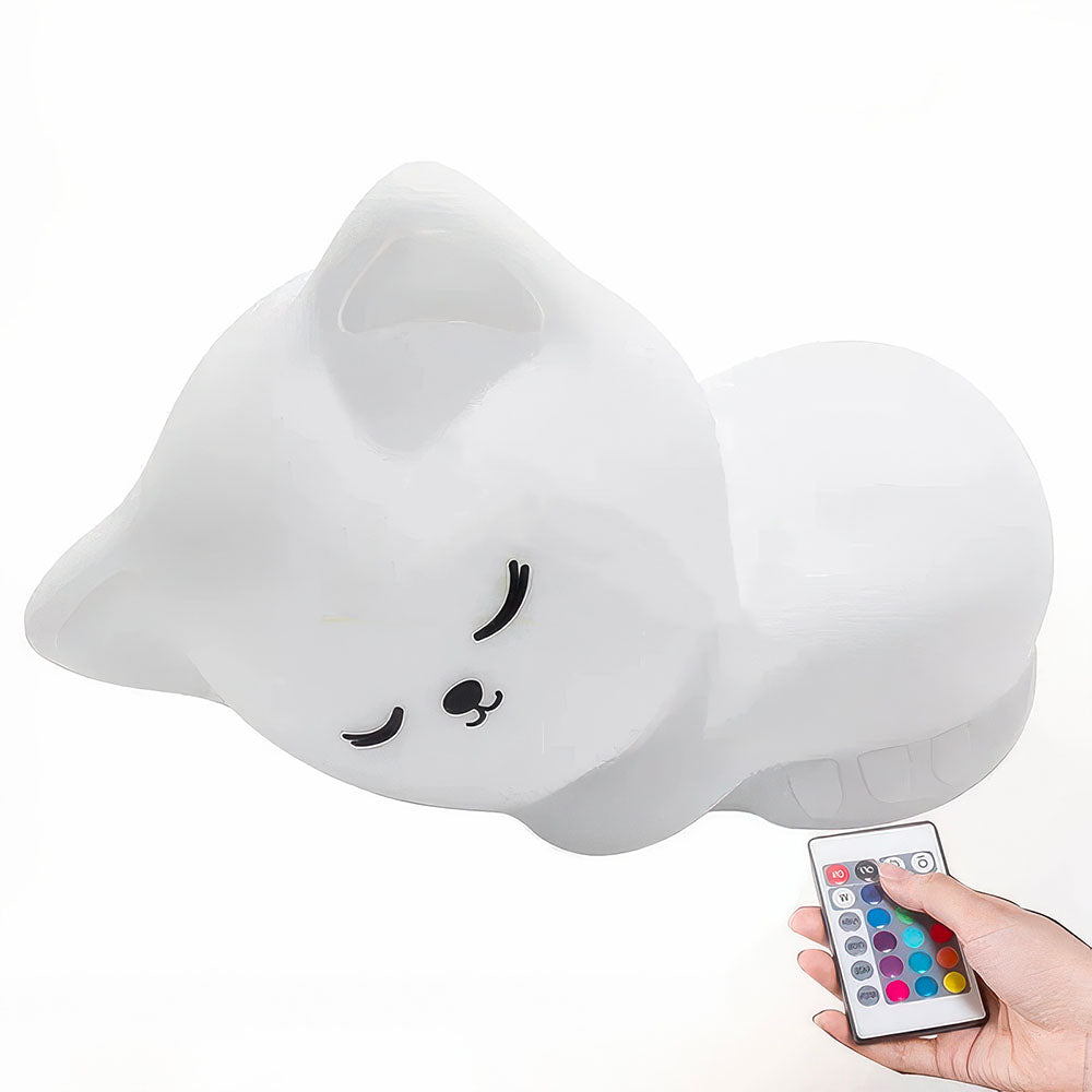 Adorable Chaton Blanc en Silicone pour Enfant Petite Lampe Led