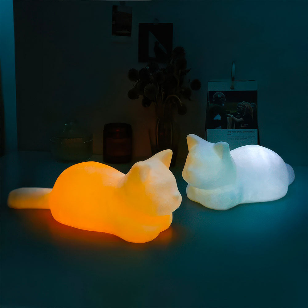Lampe Mignonne Bleue ou Jaune en Forme de Chat pour Chevet