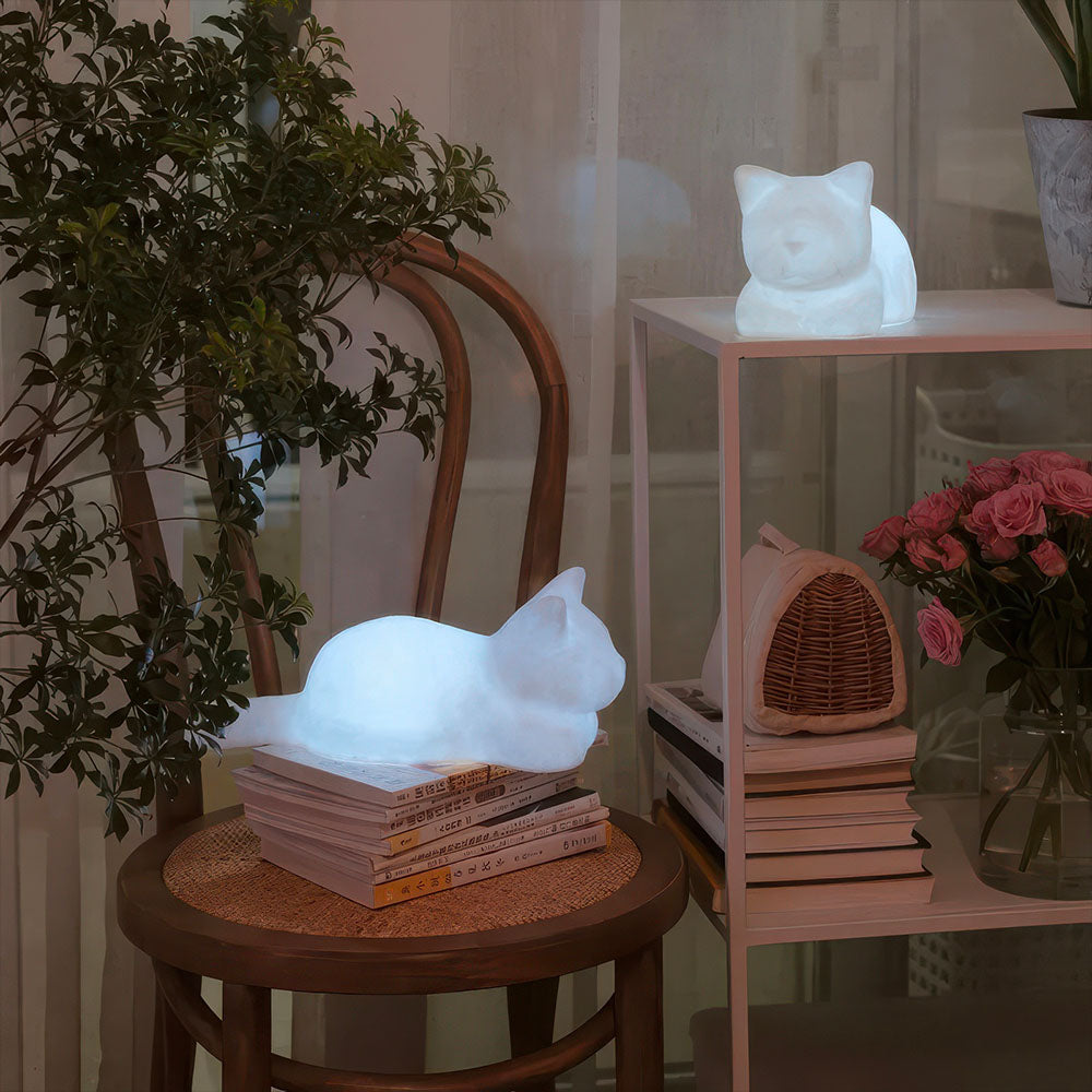 Lampe Led Minou Mignon Bleu ou Jaune Veilleuse