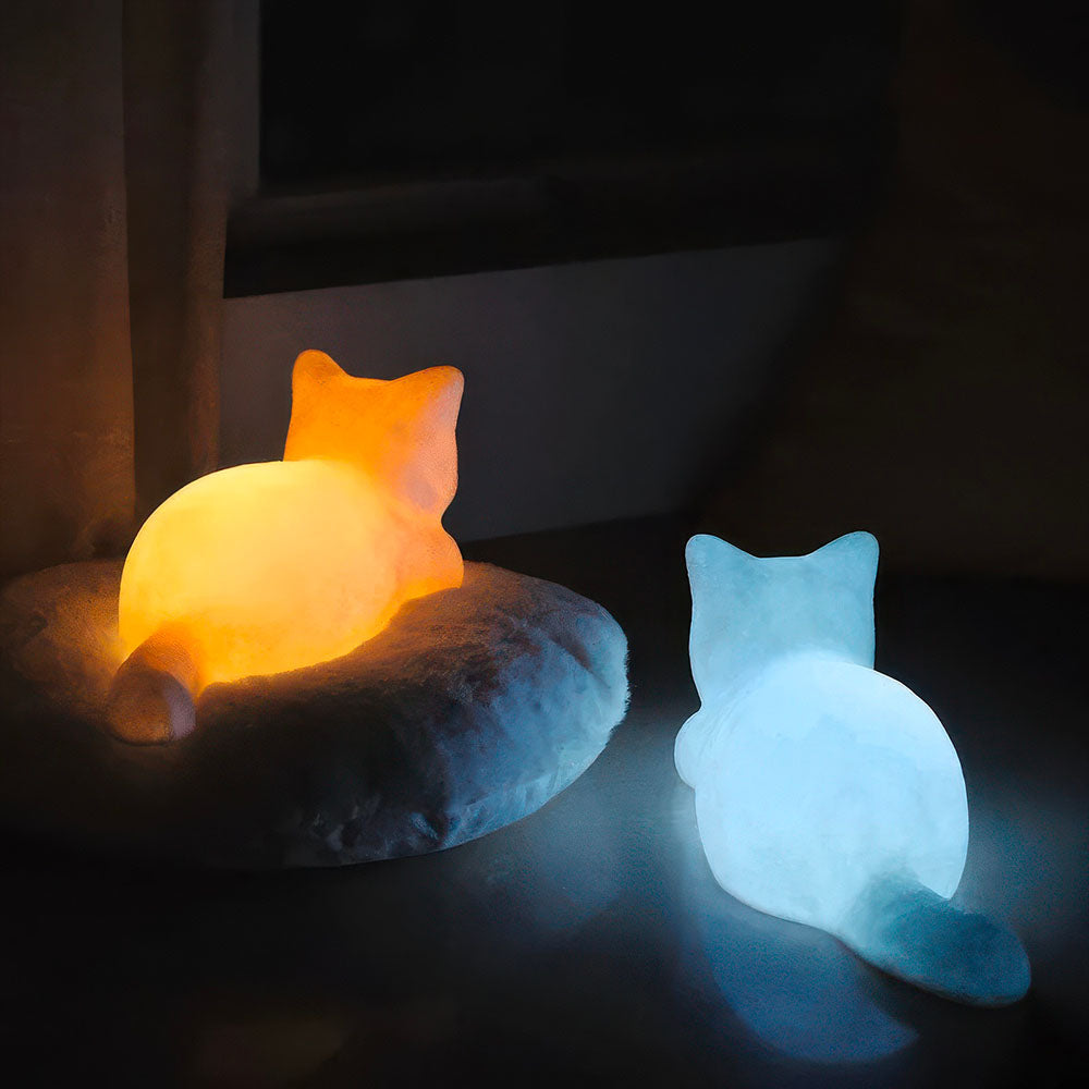 Lampe Veilleuse Bleue ou Jaune en Forme de Chat