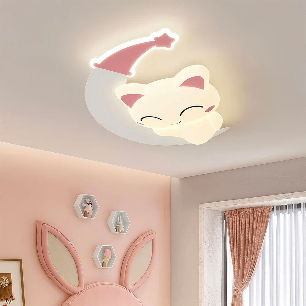Chaton Mignon Rose Plafonnier pour Chambre de Fille
