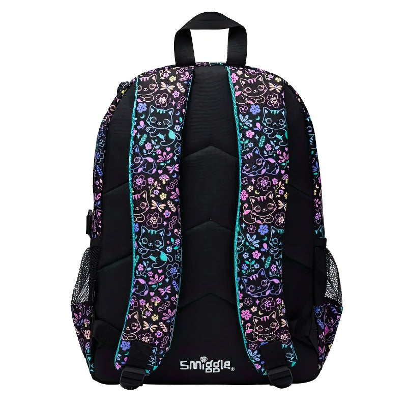 Sac à Dos Adorable Filles pour Collège Ton Noir Rose Bleu avec Poches Thermos