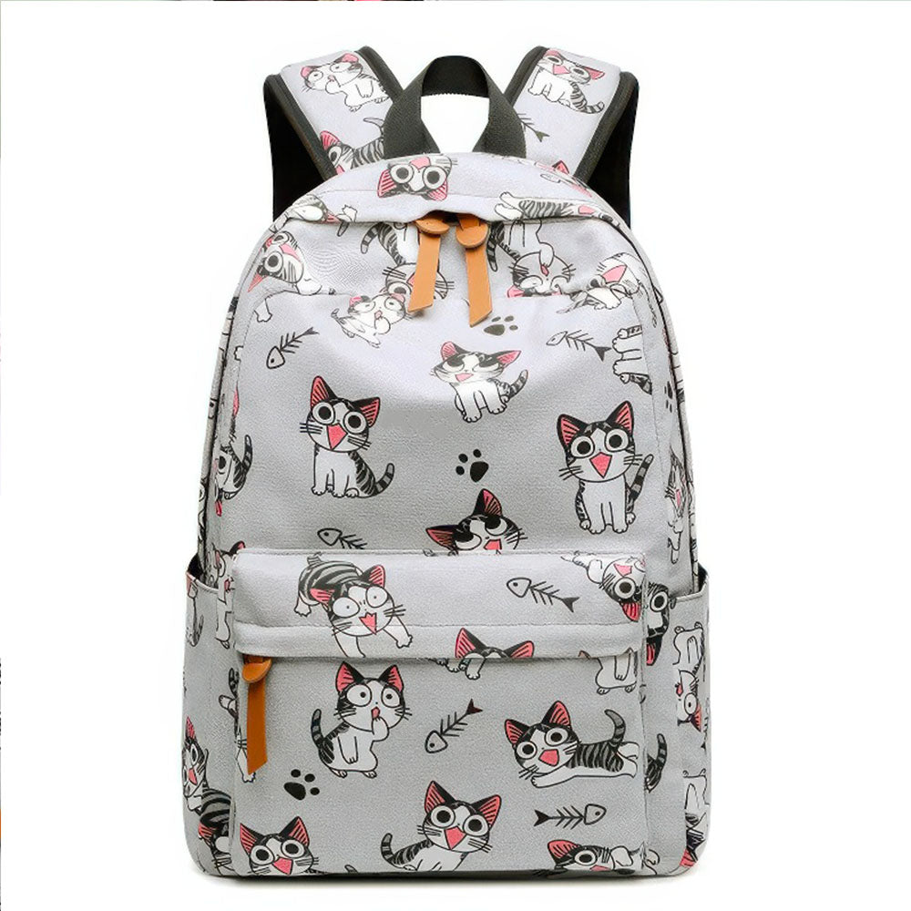Sac à dos Collège motifs Chats Mignons Gris et Rose our Fille