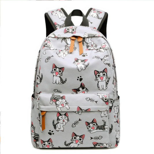 Sac à dos Collège motifs Chats Mignons Gris et Rose our Fille