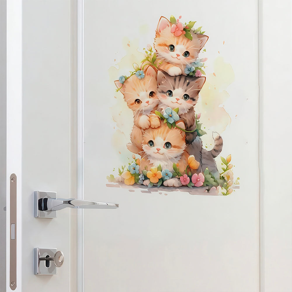 Stickers Chatons Adorables Empilés pour Chambre Enfant