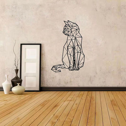 Chat Mignon Noir Mural Origami Sticker