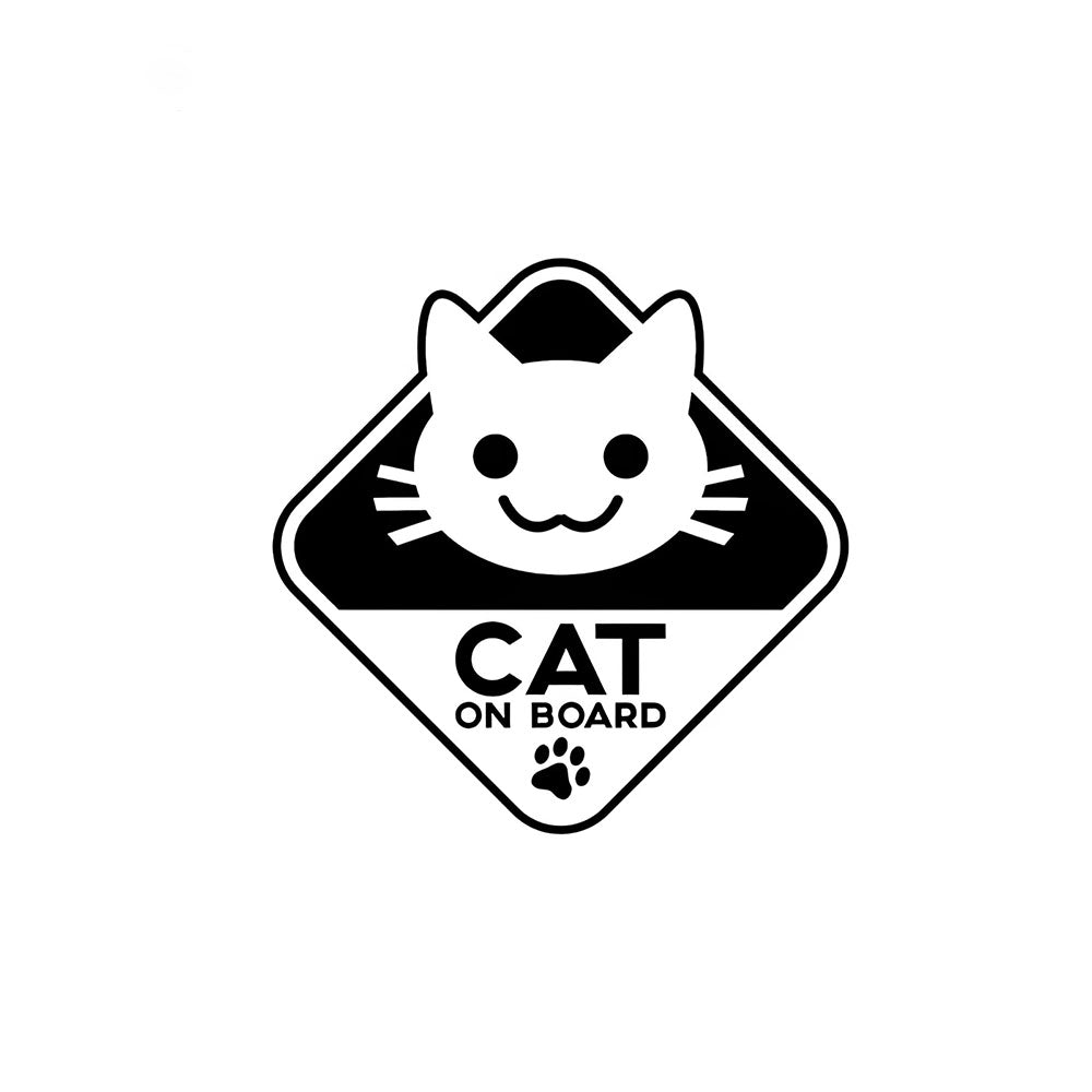Autocollant pour Voiture Chat Blanc Chat à Bord Chaton Souriant
