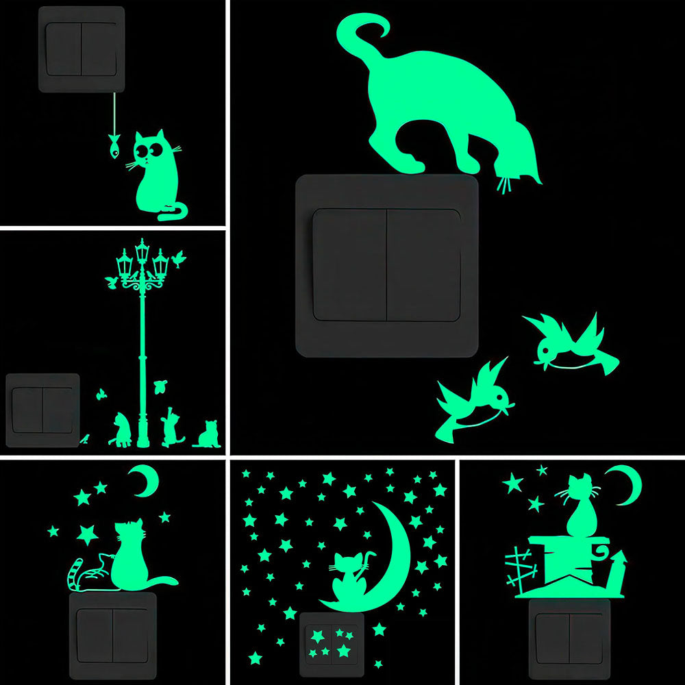 Petits Autocollants Fluo pour la maison avec des Chats Mignons