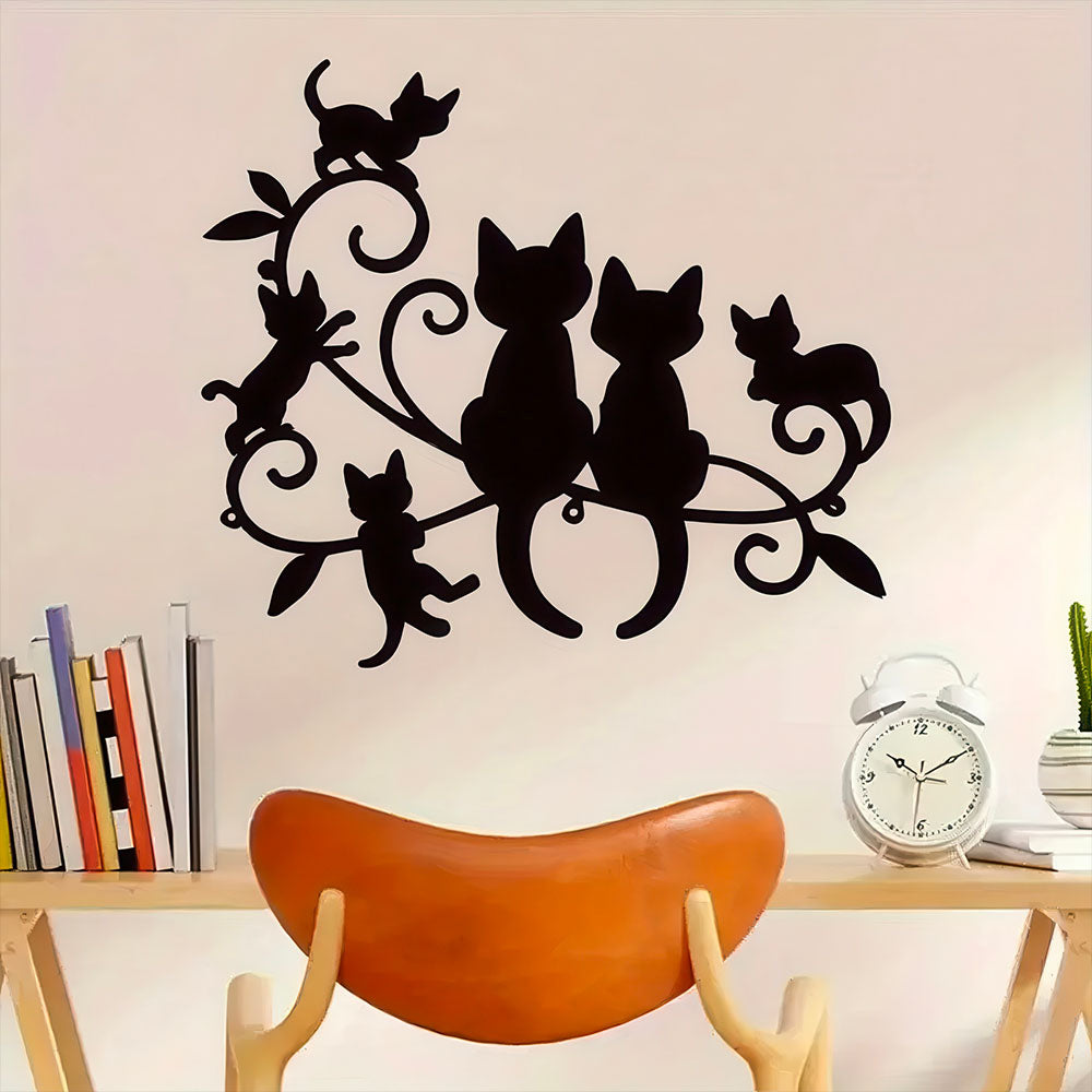 Chats Noirs Amoureux sur une Branche Sticker