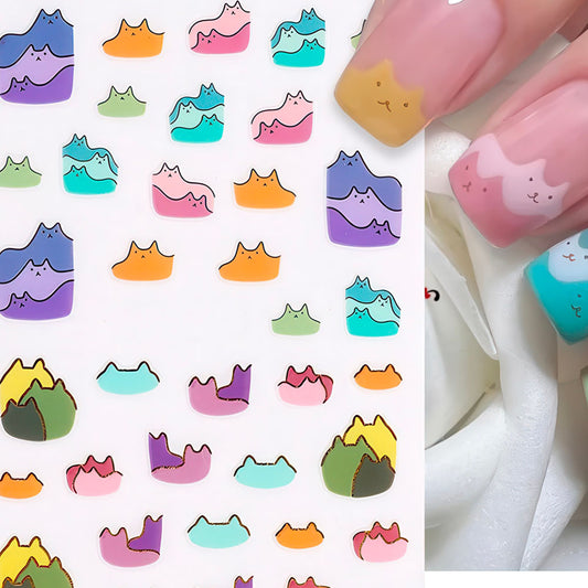 Autocollants Nail Art Chatons Mignons Couleurs Pastels