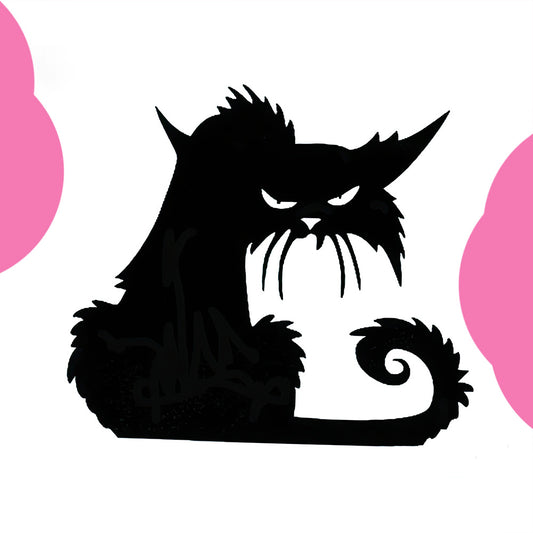 Chat Noir Méchant Poils Hérissés Tatouage Temporaire
