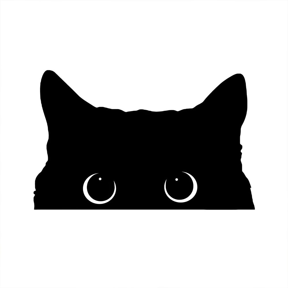Tête de Chat Noire Sticker pour Auto