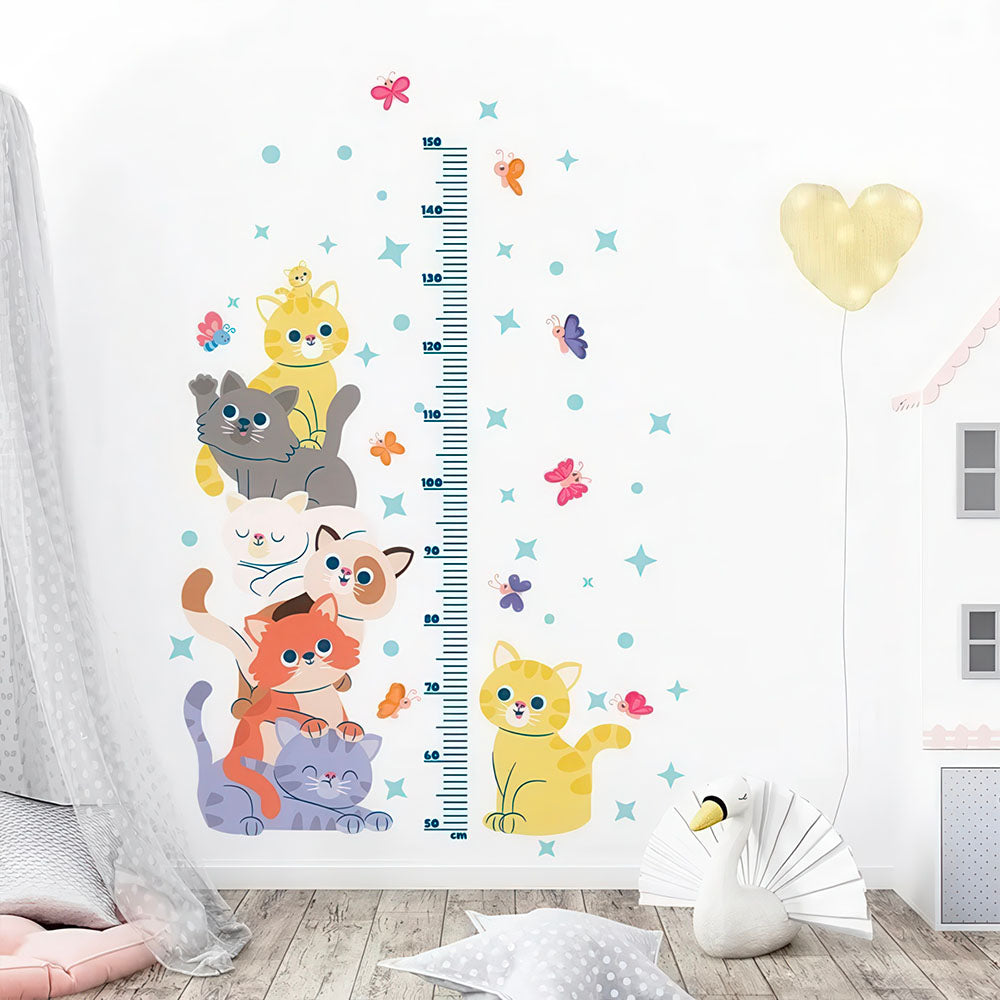 Toise Sticker Dessins Chatons Kawaii Tout en Couleur et Papillons Pour Enfants