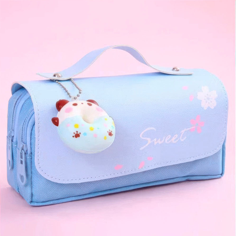 Trousse d'Ecole Spacieuse Chaton Pendentif pour Fille et Adolescente