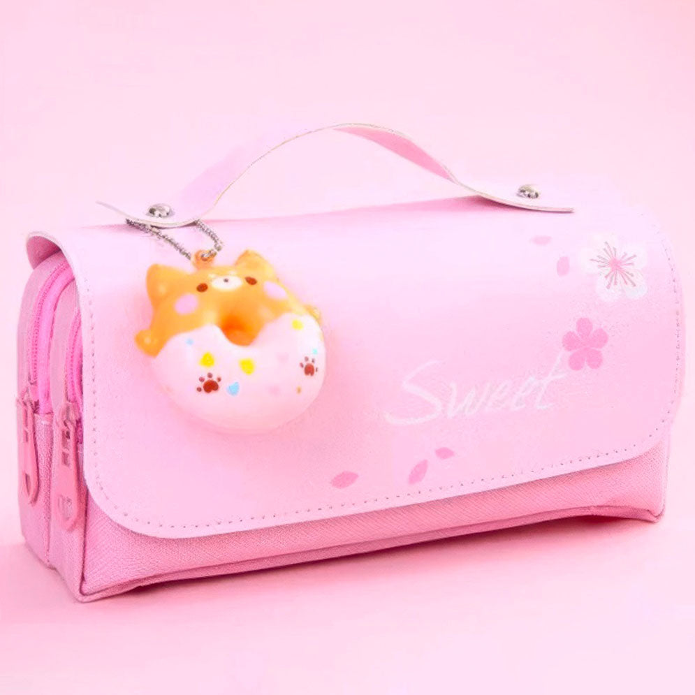 Trousse d'Ecole Filles Chaton Pendentif Grande Contenance