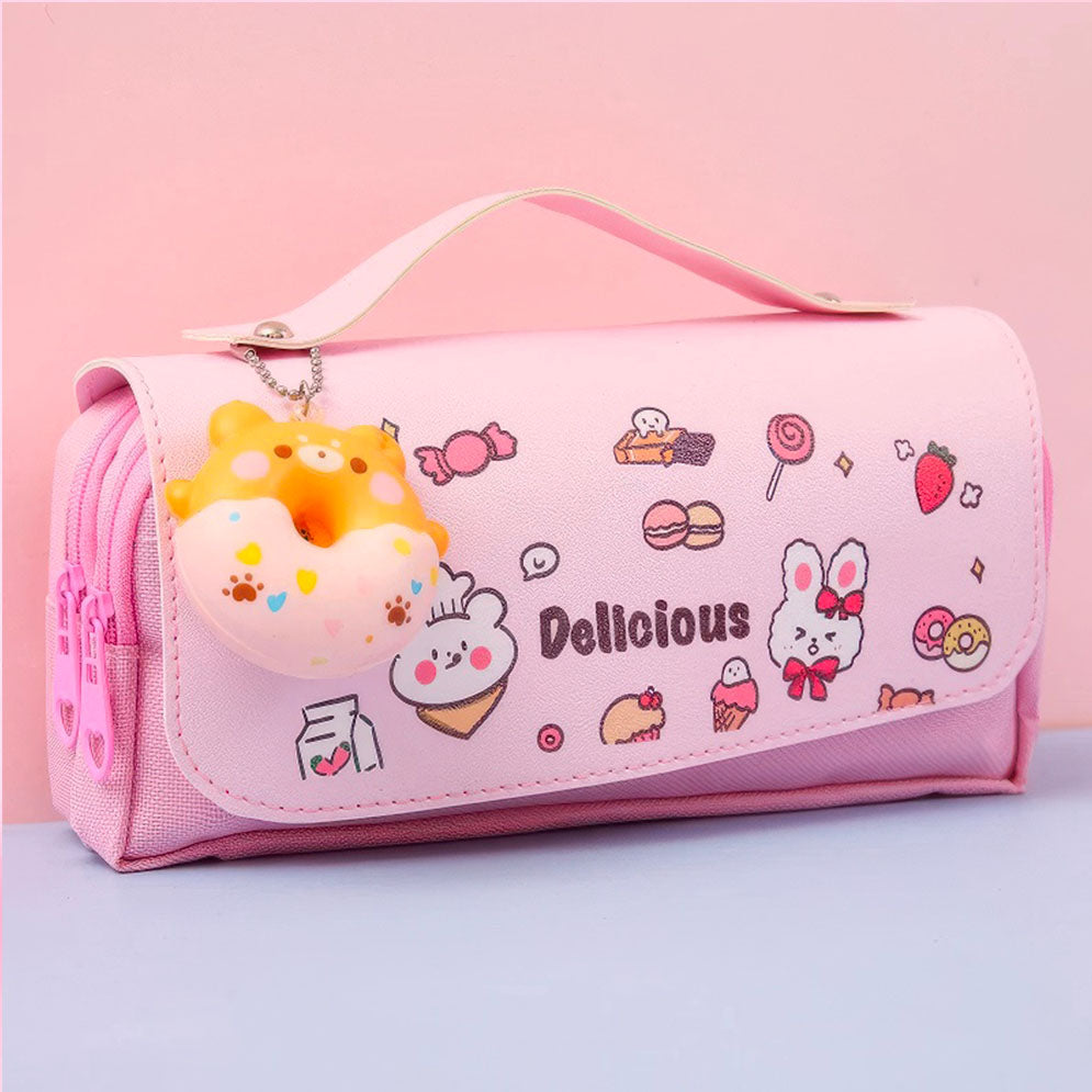 Trousse Chaton Pendentif pour Filles Rose Motifs Graffiti