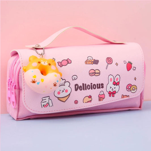 Trousse Chaton Pendentif pour Filles Rose Motifs Graffiti