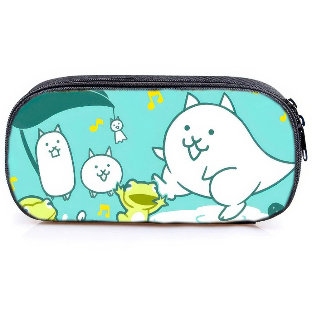 Trousse pour Crayons Chat et Grenouilles, Verte et Blanche Thème The Battle Cats