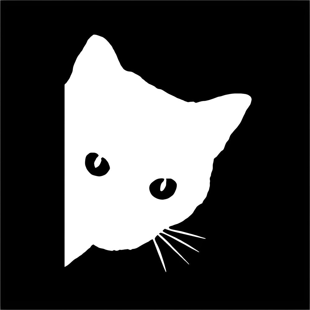 Tête de Chat Blanche Demi Profil Pour Voiture