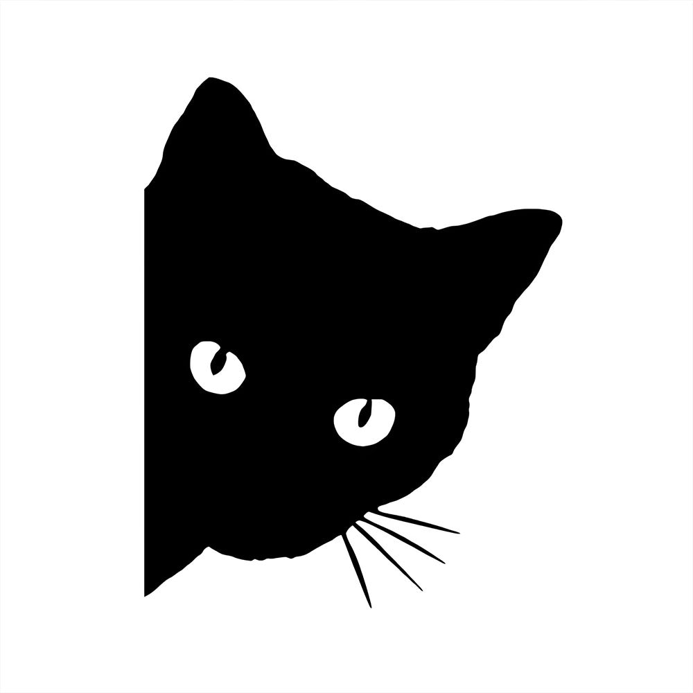 Autocollant Tête de Chat Demi Profil Noir Pour Auto