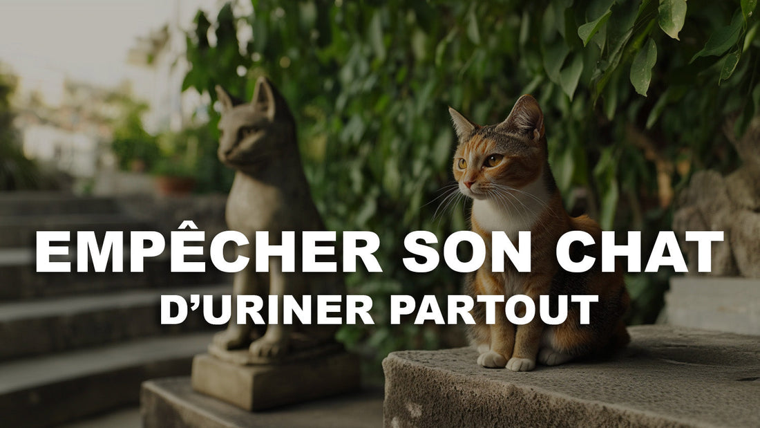 Un Chat Roux à Côté d'une Statue de Chat sur un Piedestal