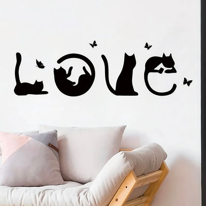 Silhouettes Chatons Love et papillons Autocollant 