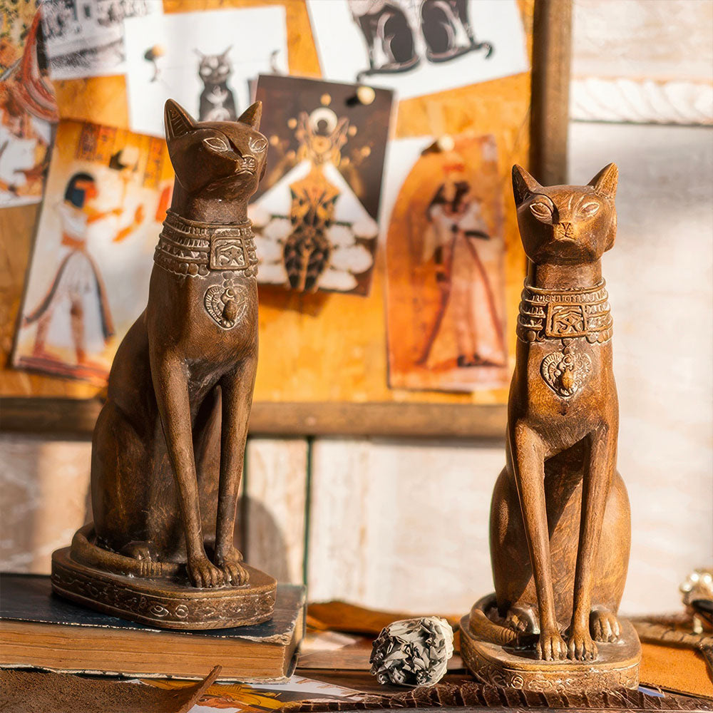 Statue de Chat Egyptien Sculptée en Résine 