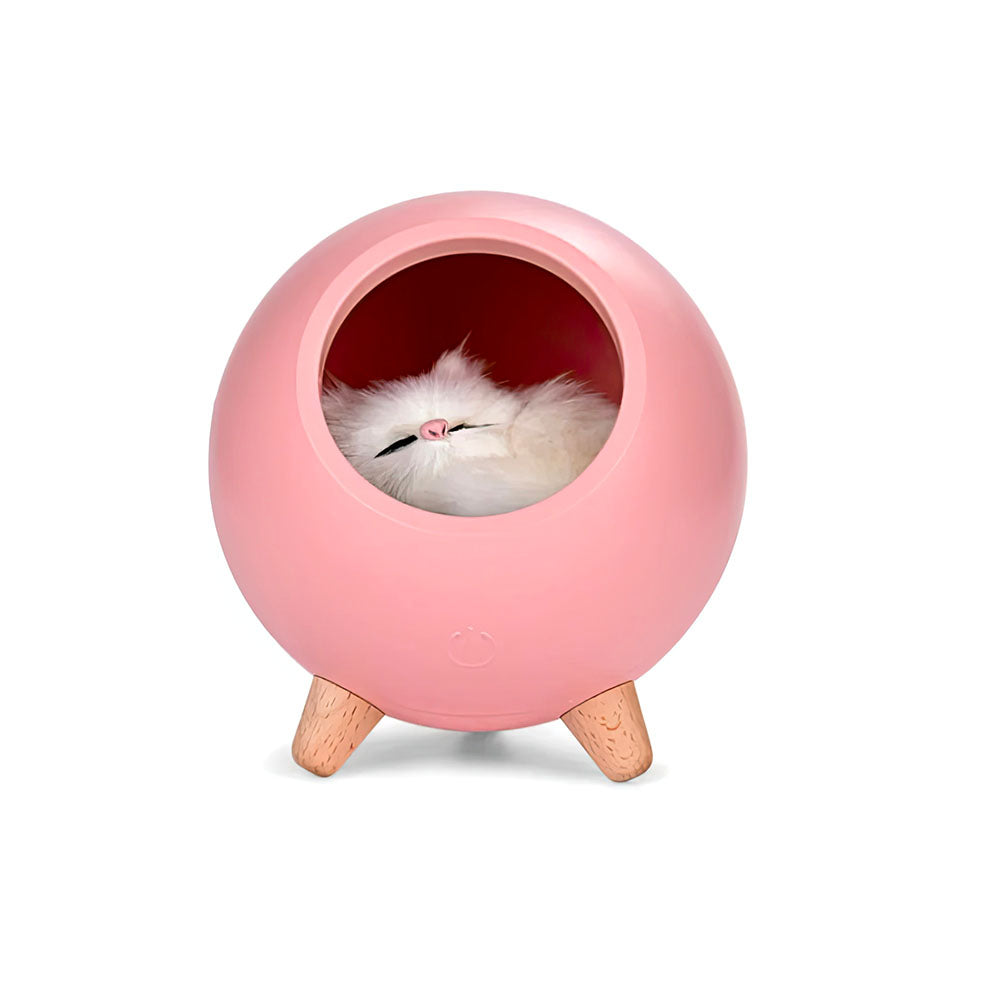 Adorable Veilleuse Rose en Forme de Boule avec un Chaton Peluche à l'intérieur