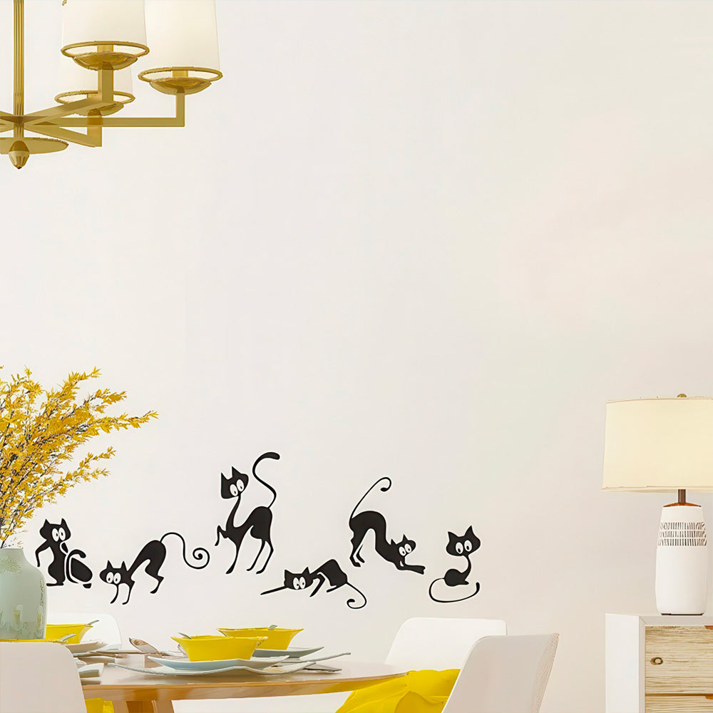 Chatons Noirs Joueurs Grandes Queues Autocollants