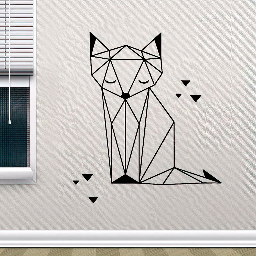 Chat Origami Silhouette Effet Peinture Noire Transfert