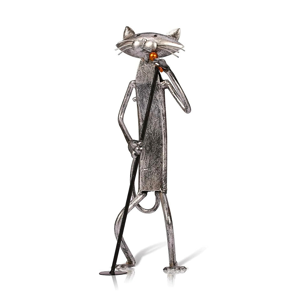 Chat Chanteur Statue en Métal 