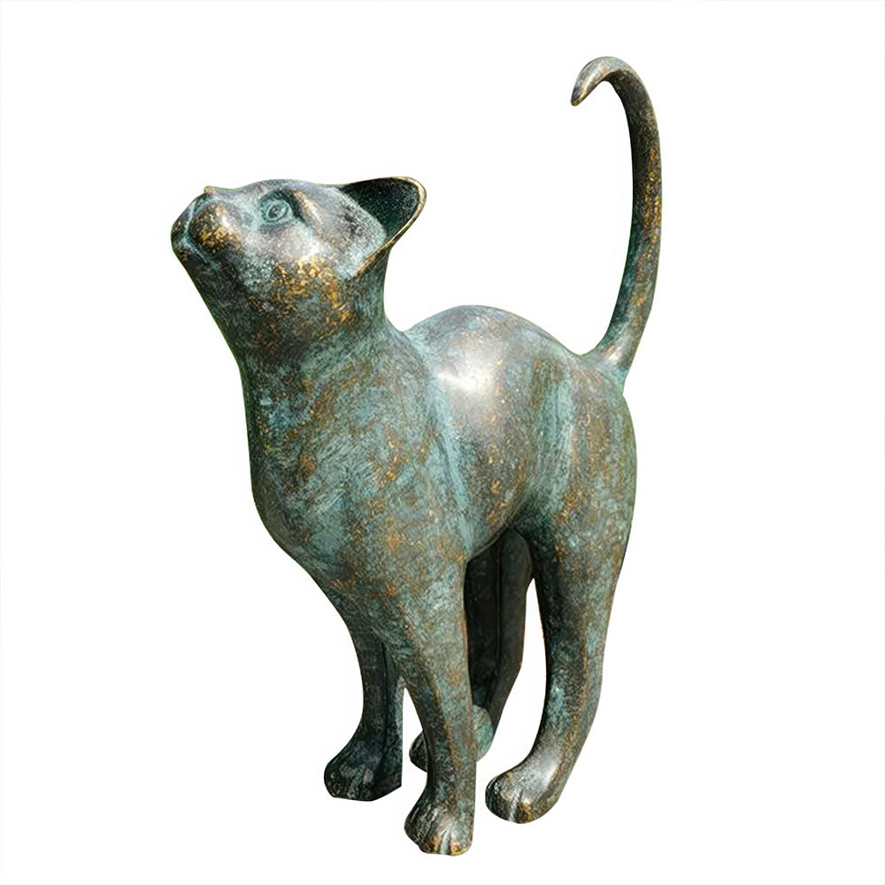 Petit Chat Mignon Statue Queue en l'Air en Résine 