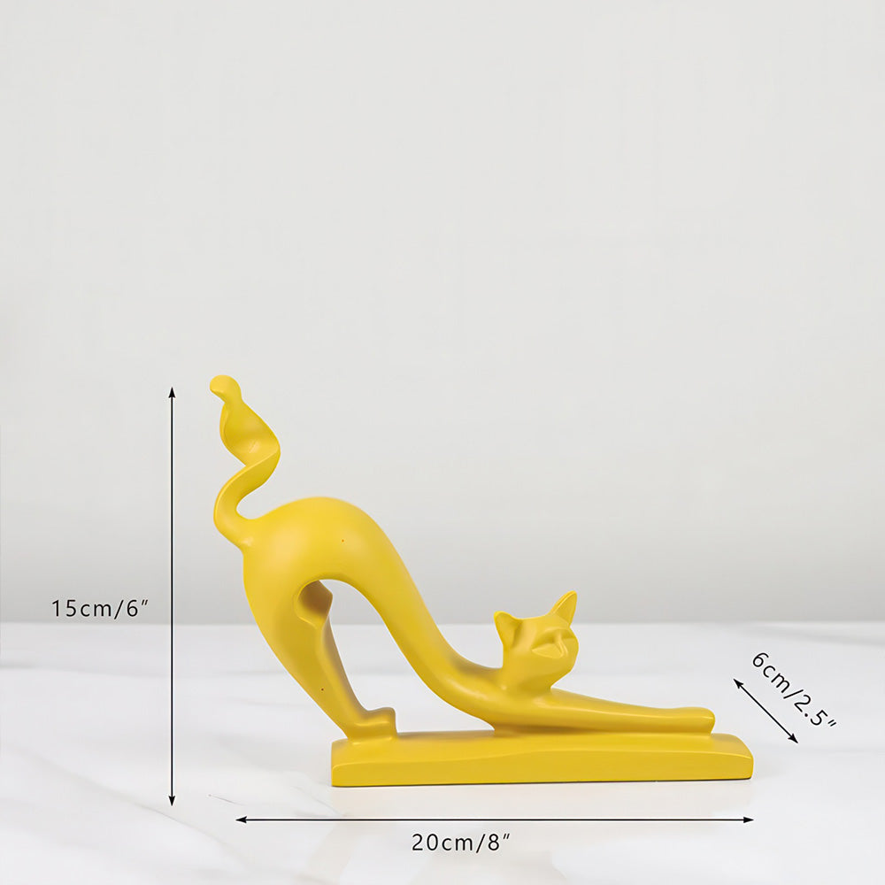 Chat Jaune Statue en Résine Moderne